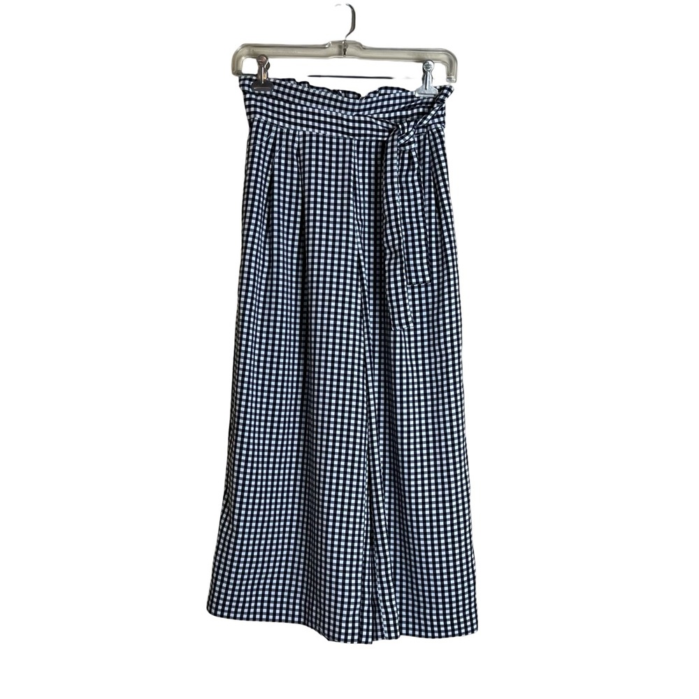 Zara gingham navy & white‎ culottes. Size small